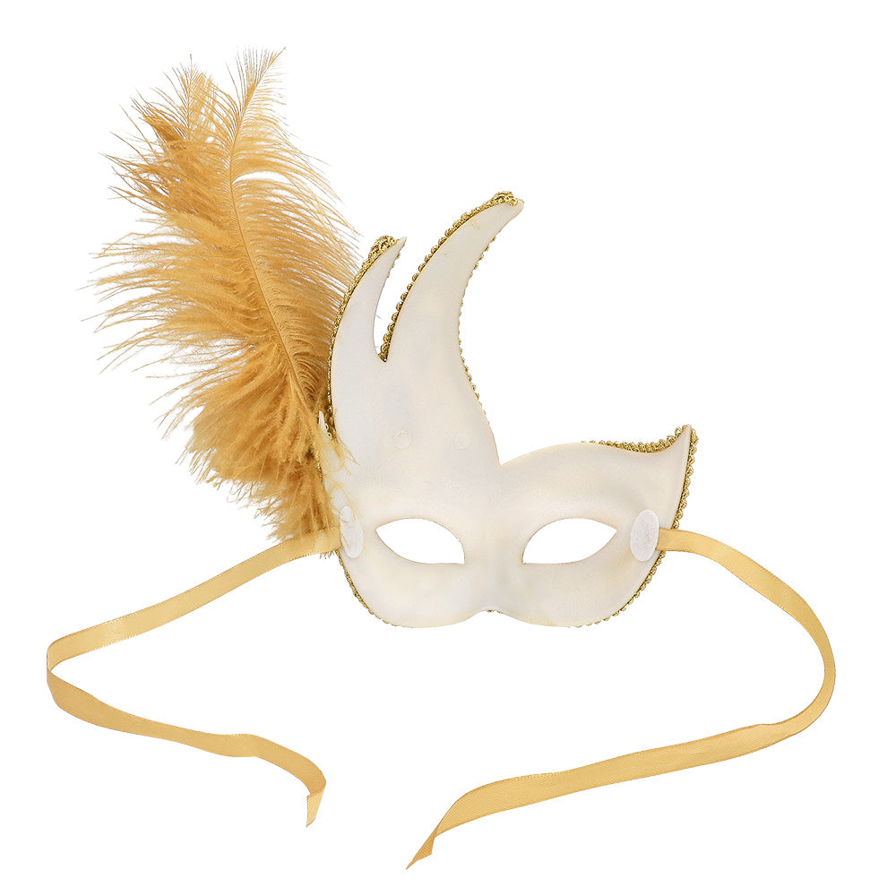 Oogmasker Venetiaans goud met veren - foto 5