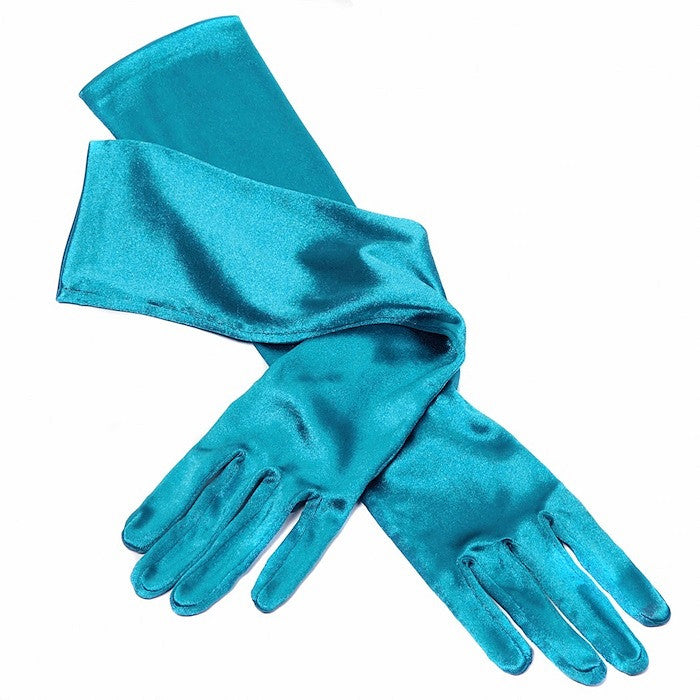 Gala handschoenen satijn 48 cm turquoise