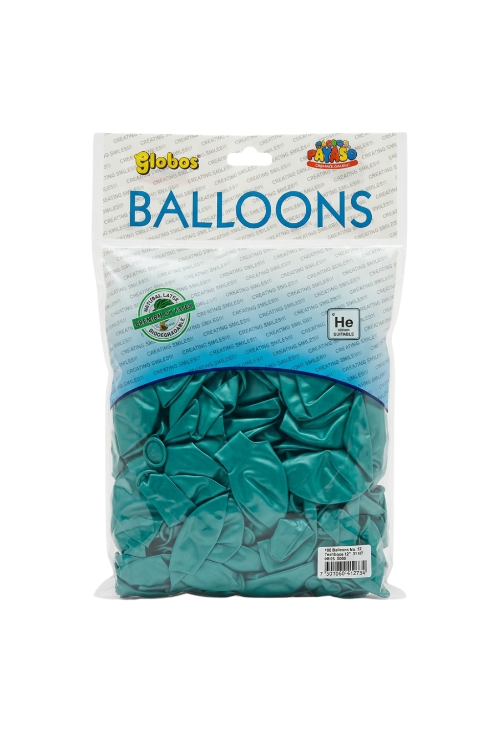 Latex ballonnen metallic aqua 30 cm – 100 stuks