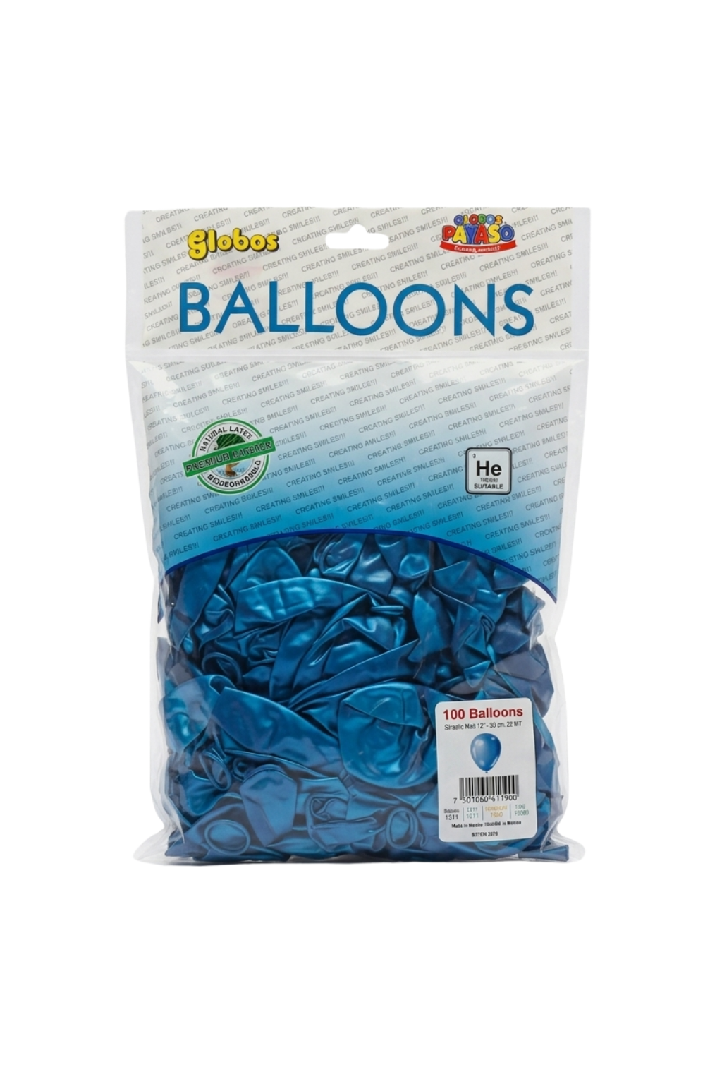 Latex ballonnen metallic blauw 30 cm – 100 stuks