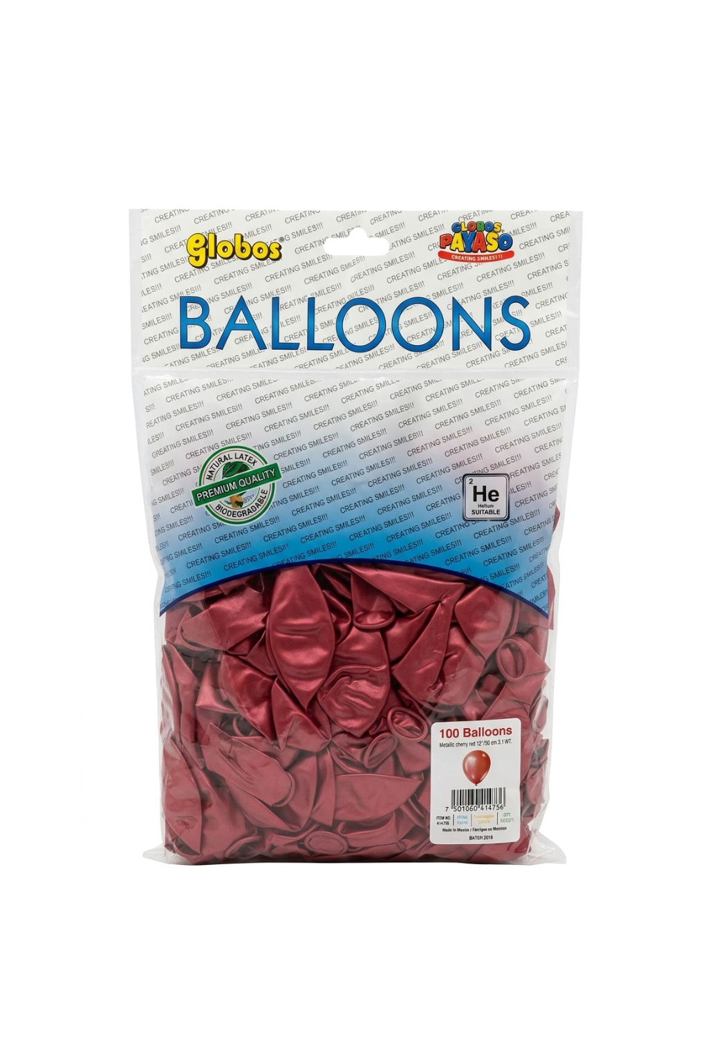 Latex ballonnen metallic bordeaux rood 30 cm – 100 stuks