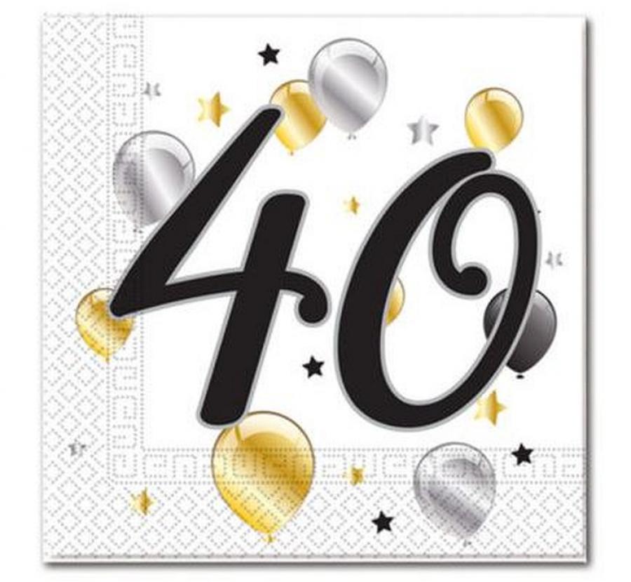 Papieren Servetten 40 Jaar – 33x33 cm (20 stuks)