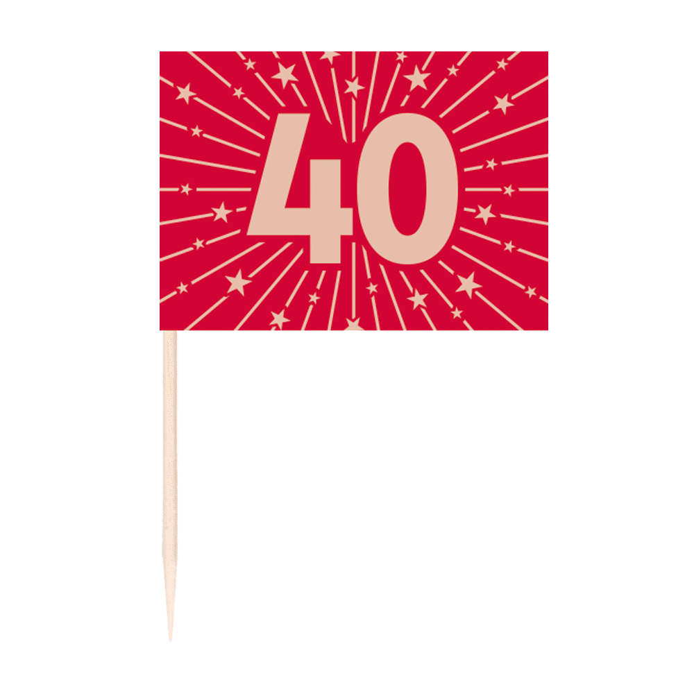 Vlagprikkers 40 Jaar Robijnrood – 50 stuks
