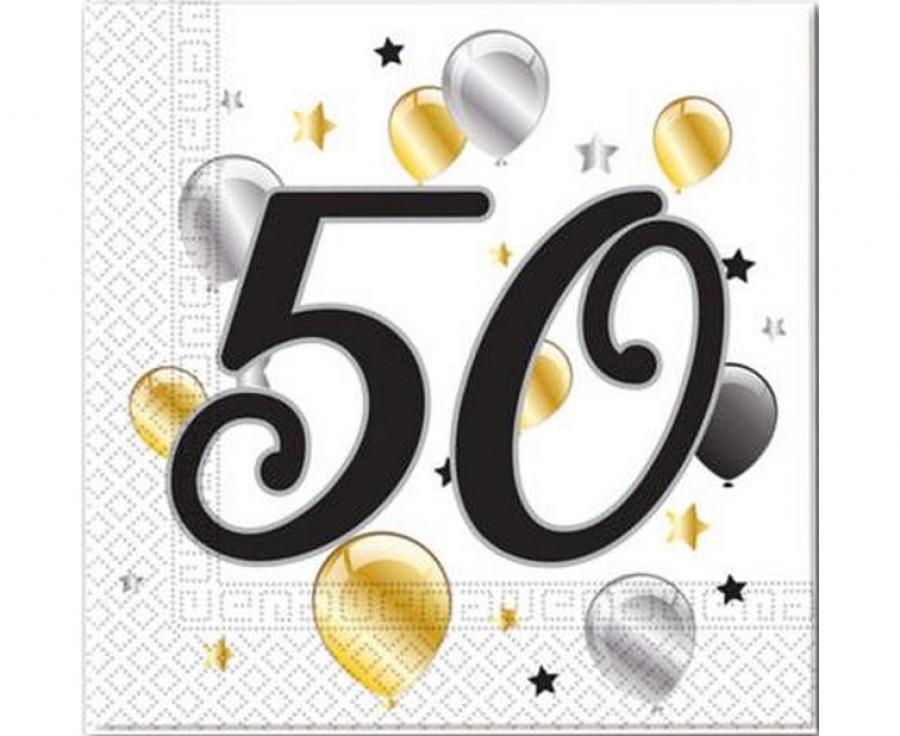 Papieren Servetten 50 Jaar – 33x33 cm (20 stuks)