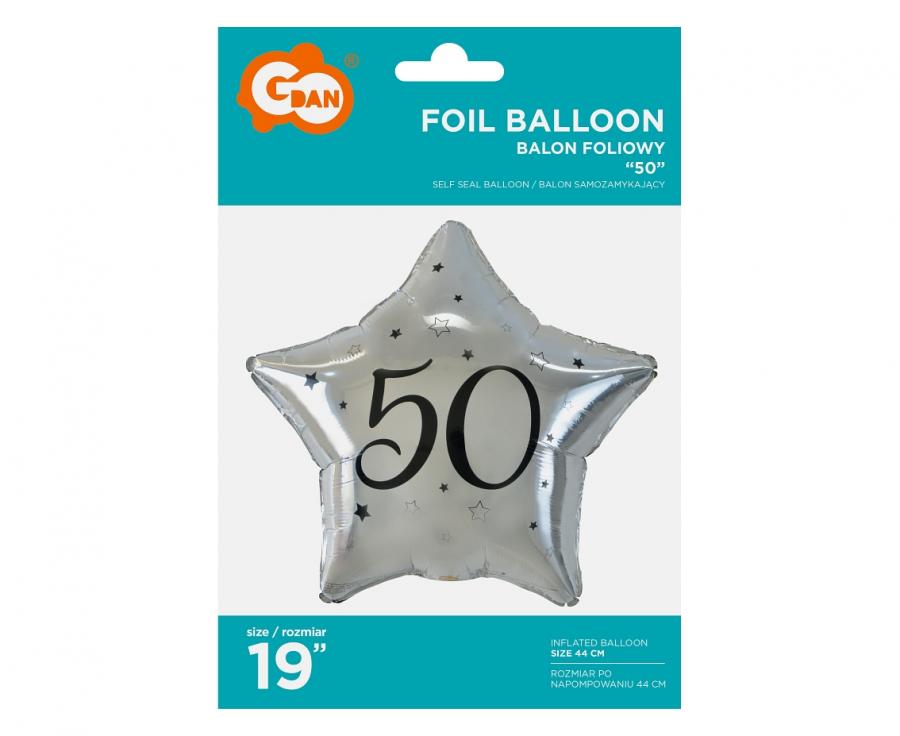 Folieballon Ster 50 Zilver 44 cm