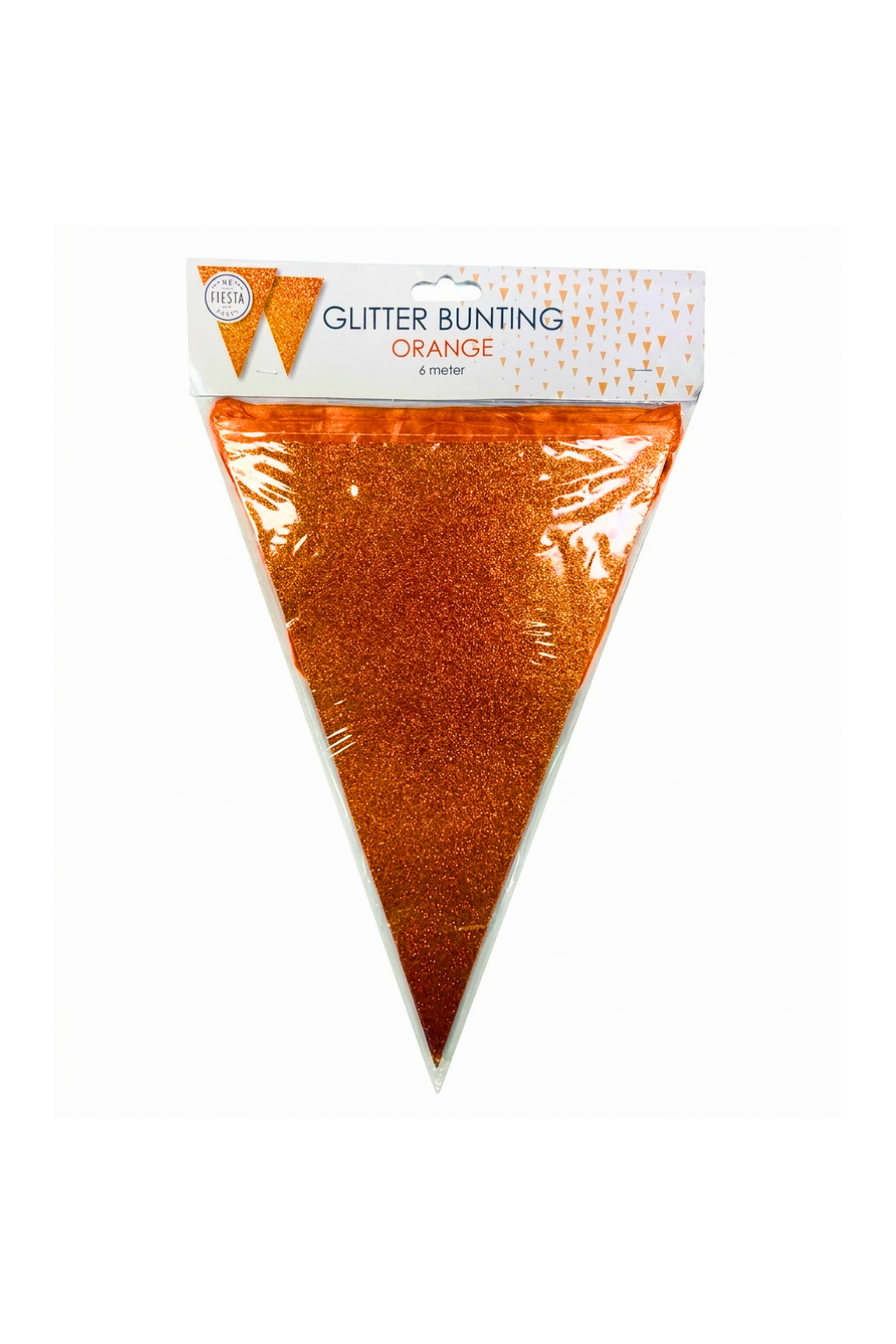 Vlaggenlijn Oranje Glitter 6 meter