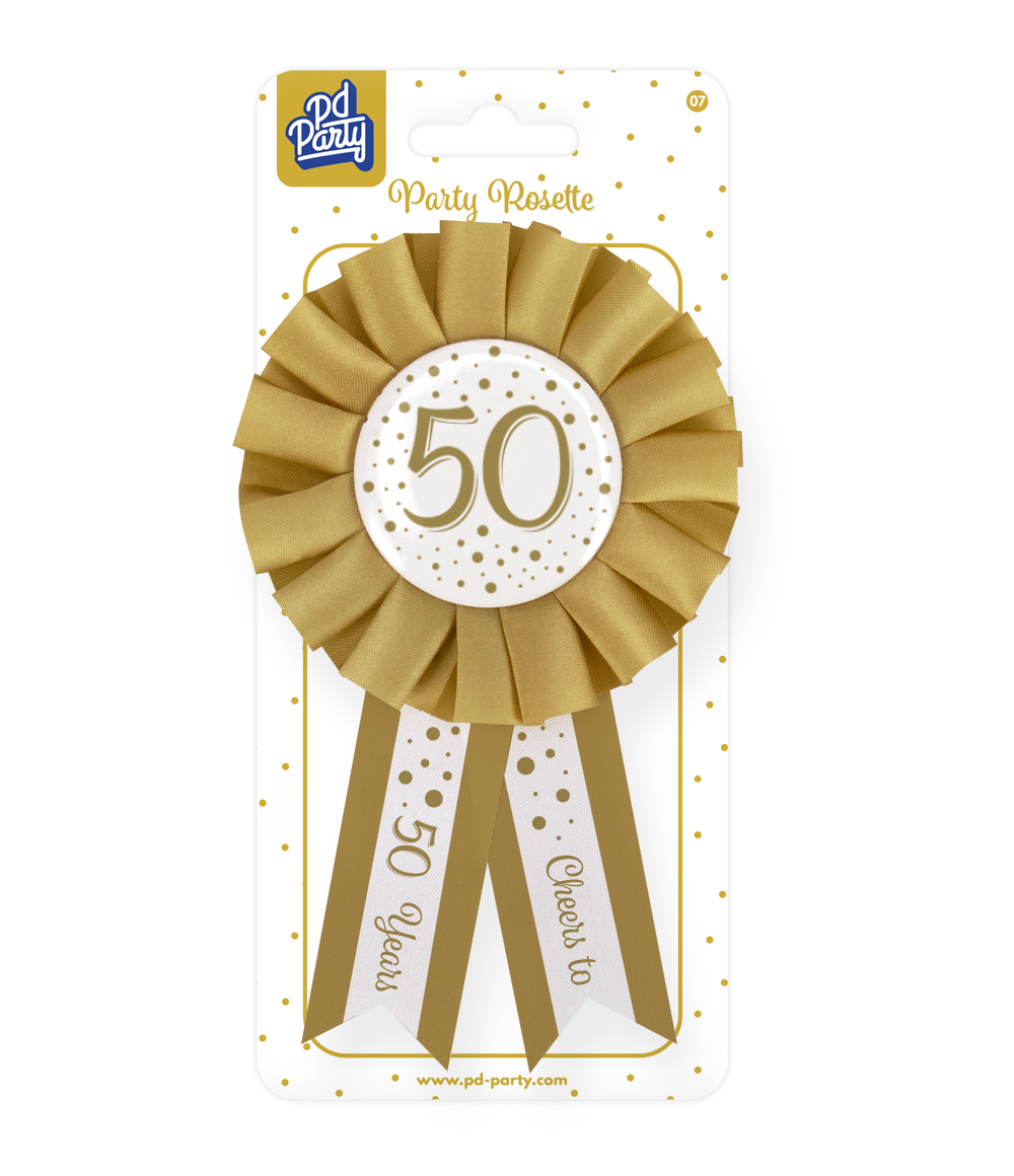 Rozet goud / wit - 50 jaar