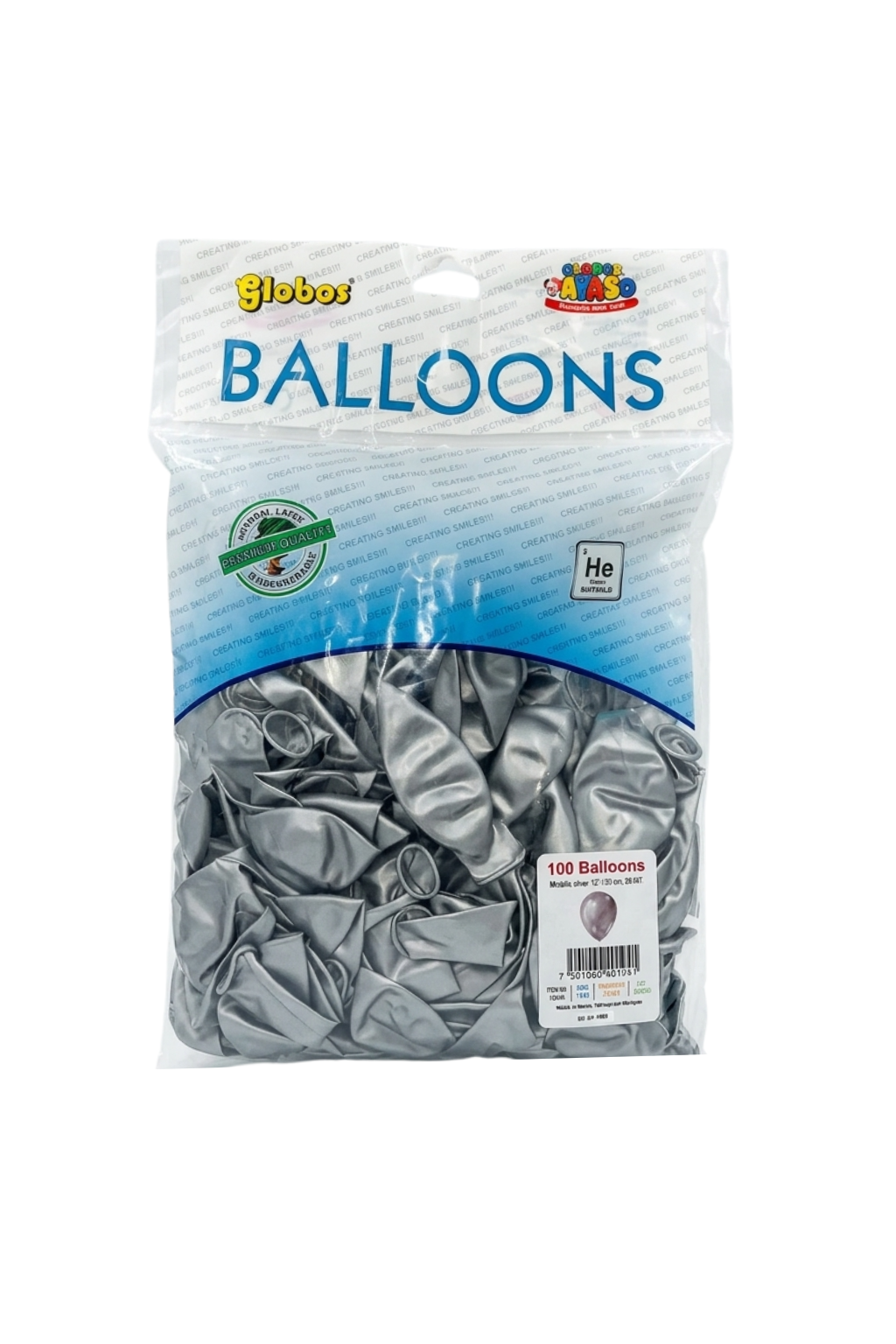 Latex ballonnen metallic zilver 30 cm – 100 stuks