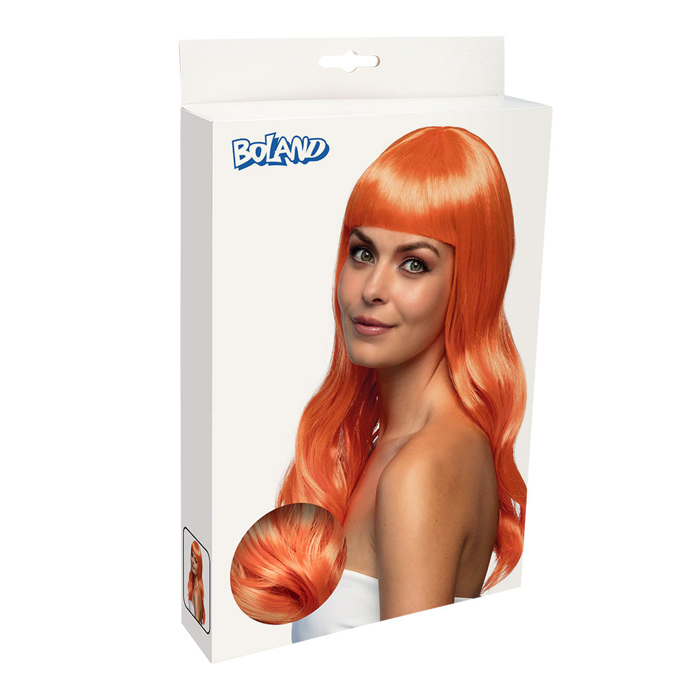 Pruik lang met pony neonoranje - foto 4