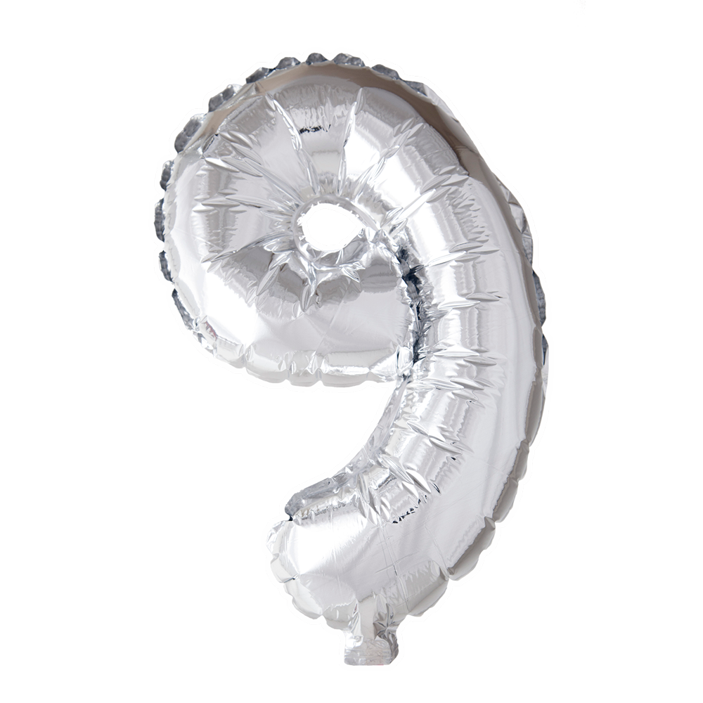 Folie cijferballon zilver 41 cm