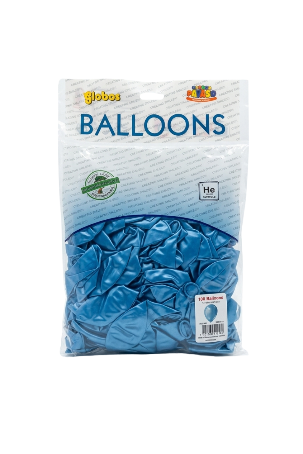 Latex ballonnen metallic lichtblauw 30 cm – 100 stuks