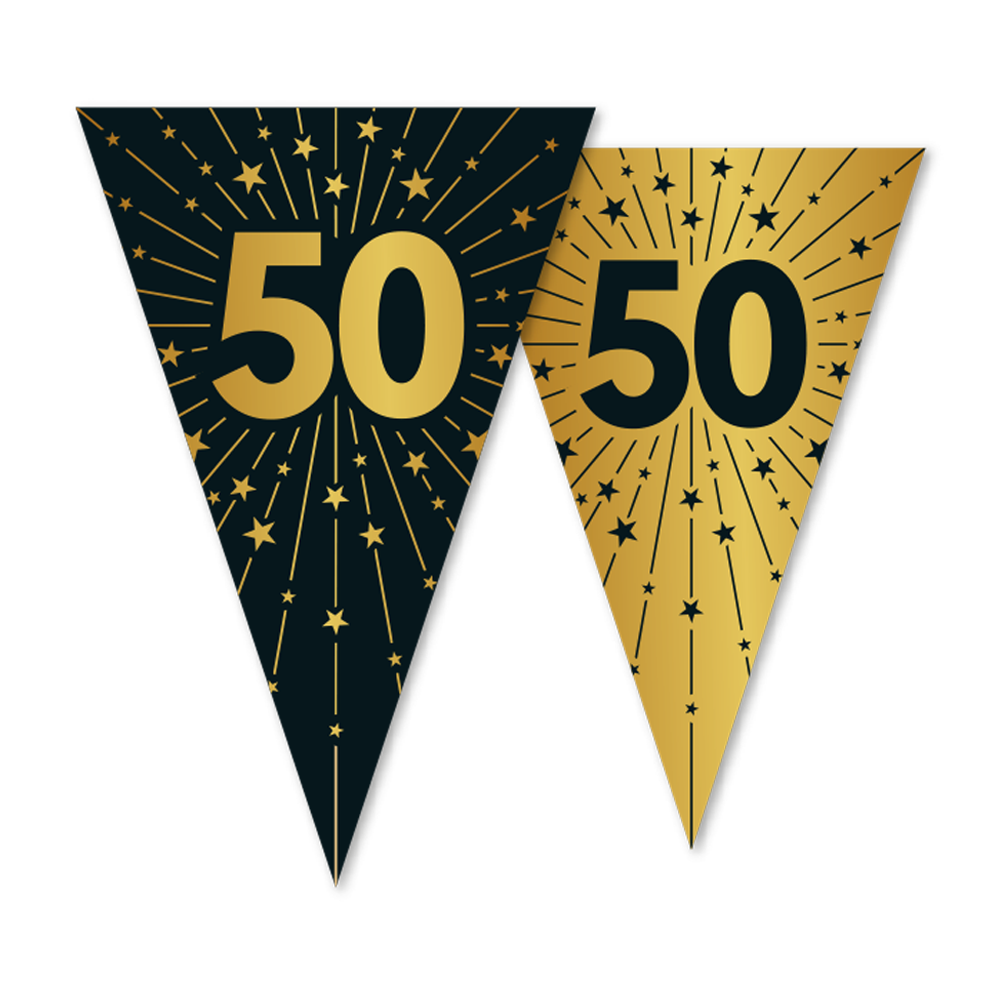 Vlaggenlijn 50 Goud/Zwart – 10 meter (Dubbelzijdig)