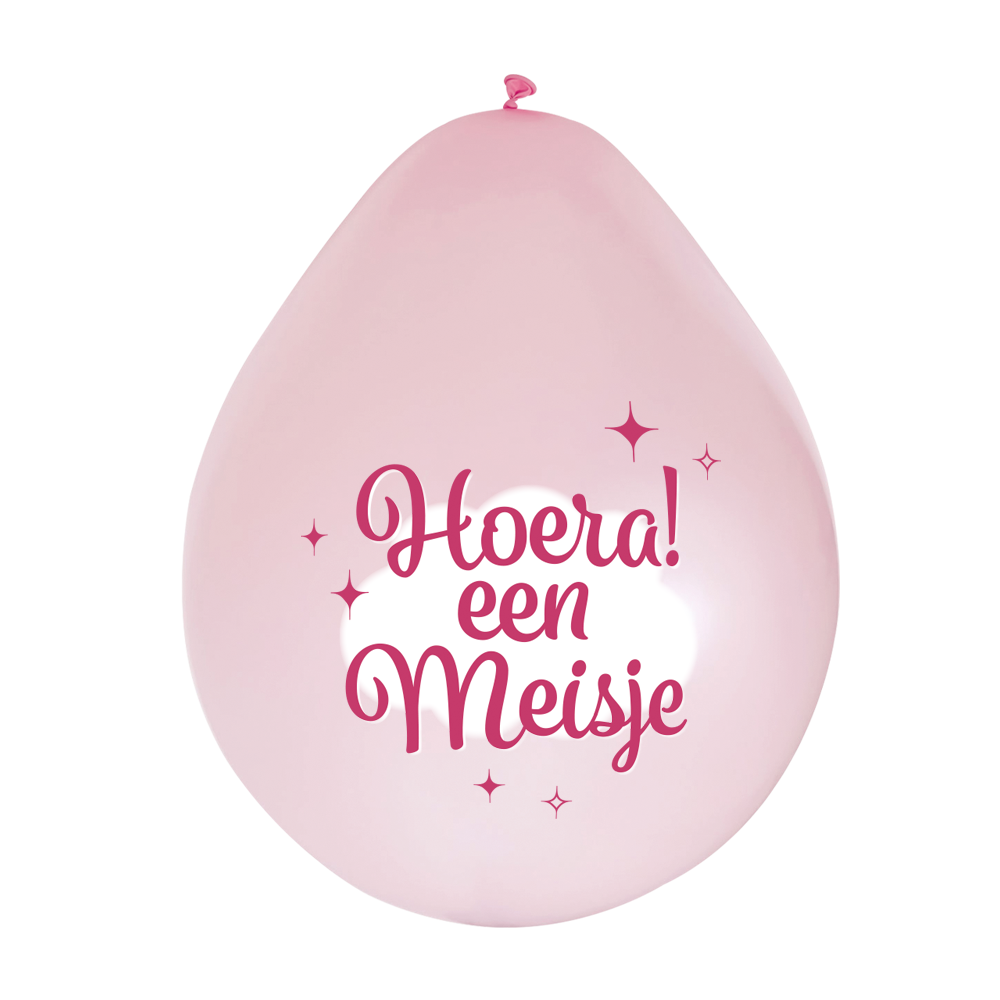 Ballonnen Hoera een Meisje 30 cm (8 stuks)