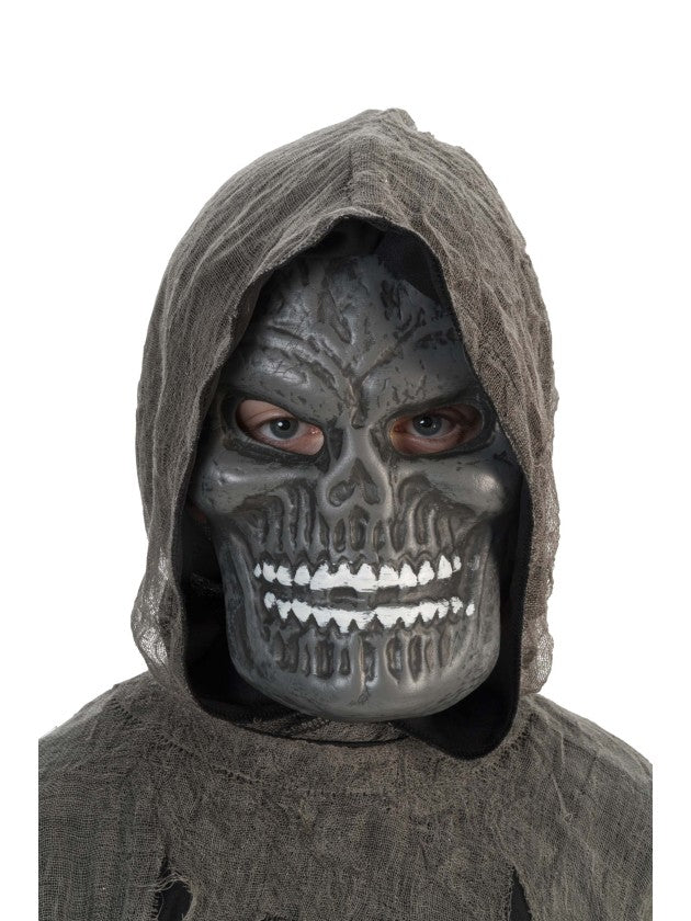 Kind in doodskopkostuum met gerafelde kraag en masker - productfoto 3