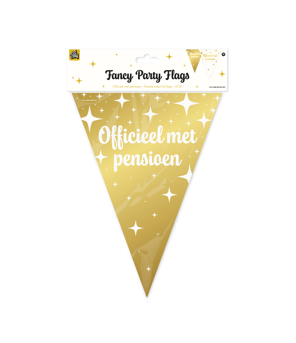 Vlaggenlijn Officieel met pensioen goud folie 10 meter, foto 2