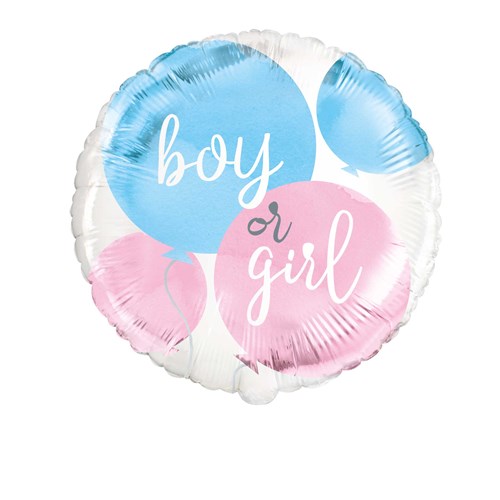 Folieballon gender reveal Boy or girl (Ø 45 cm)