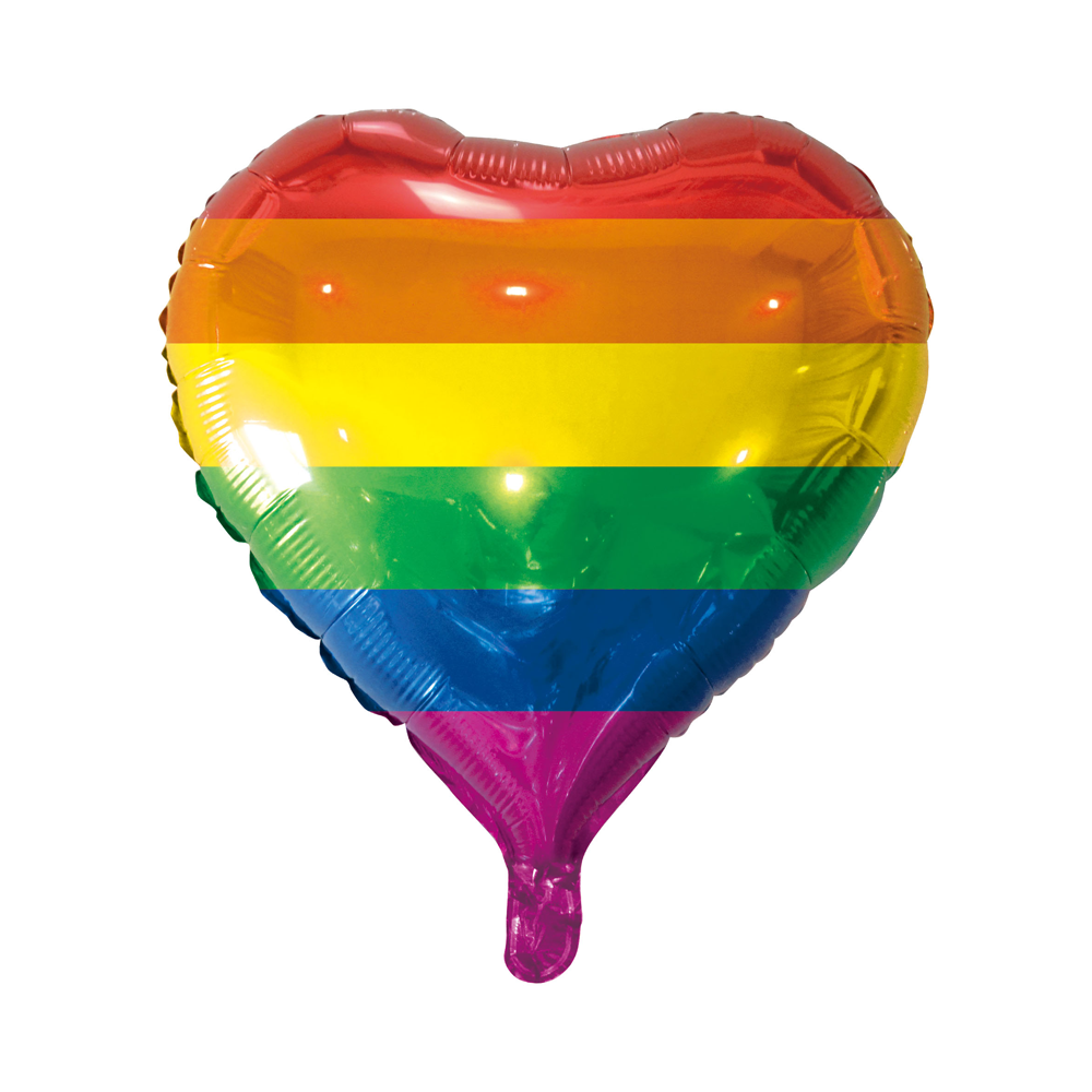 Hartvormige folieballon van 45 cm met regenboogprint