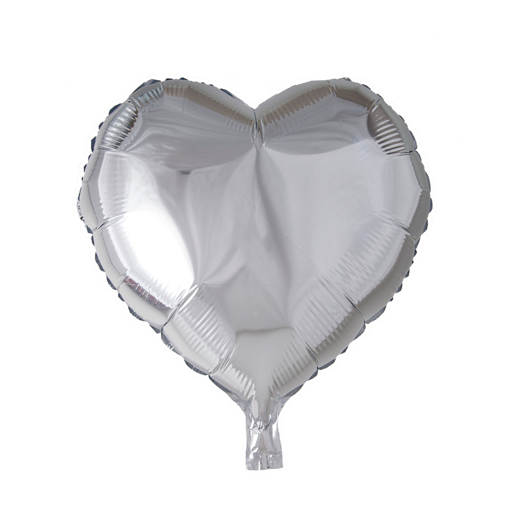 Hartvormige folieballon van 45 cm in zilver