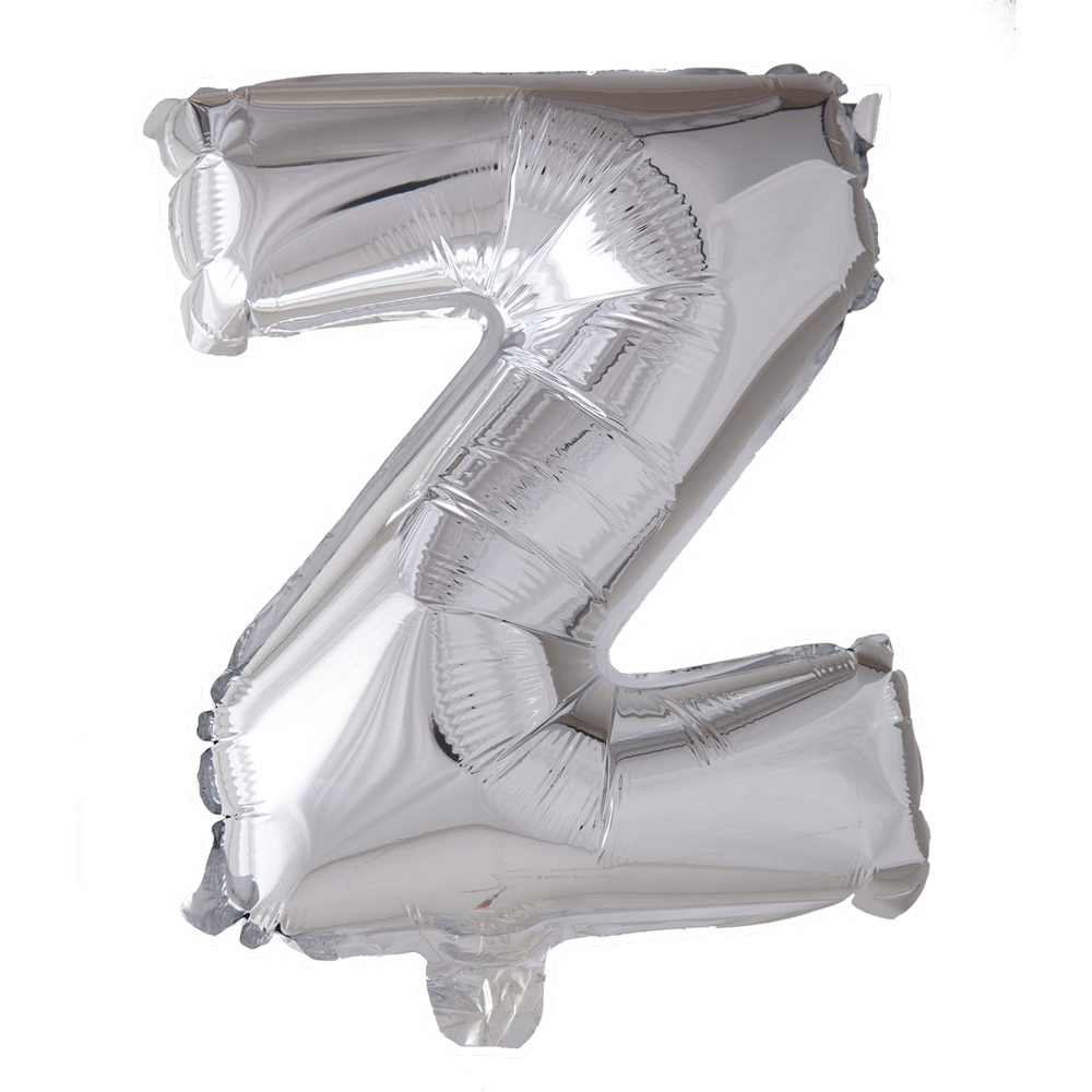 Zilverkleurige XL folieballon in de vorm van de letter Z, 101 cm hoog