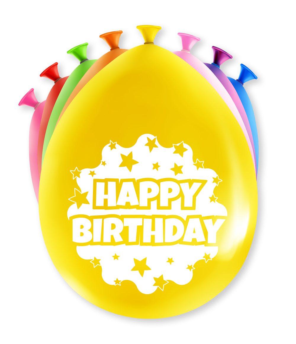 Ballonnen Happy birthday gekleurd 8 stuks