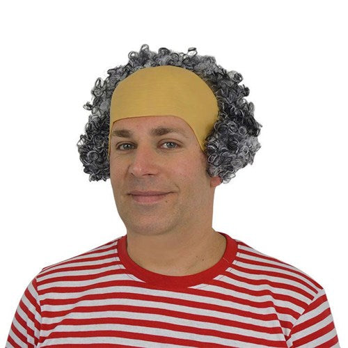 Pruik kaalkop met grijs haar