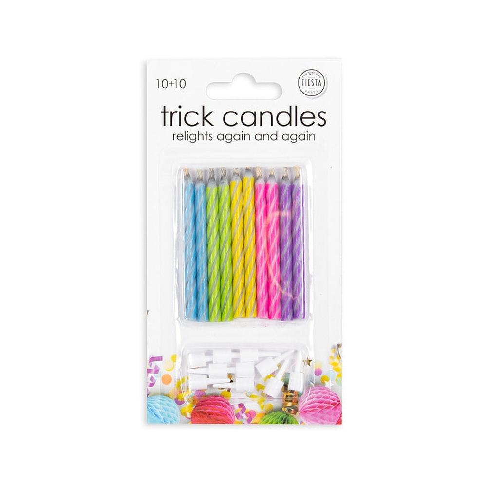 Magische taartkaarsjes multicolor die vanzelf weer aangaan, set van 10