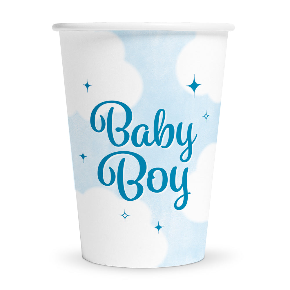 Papieren bekers met Baby Boy-opdruk, verpakking van 8 stuks