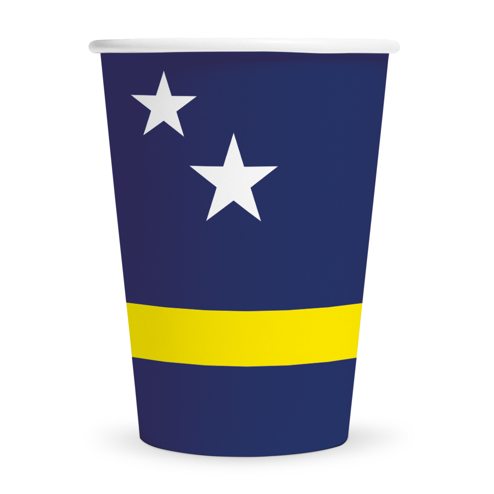 Papieren bekers met de vlag van Curaçao, verpakking van 8 stuks