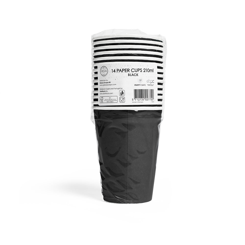 Zwarte papieren bekers 210 ml 14 stuks - tweede productfoto