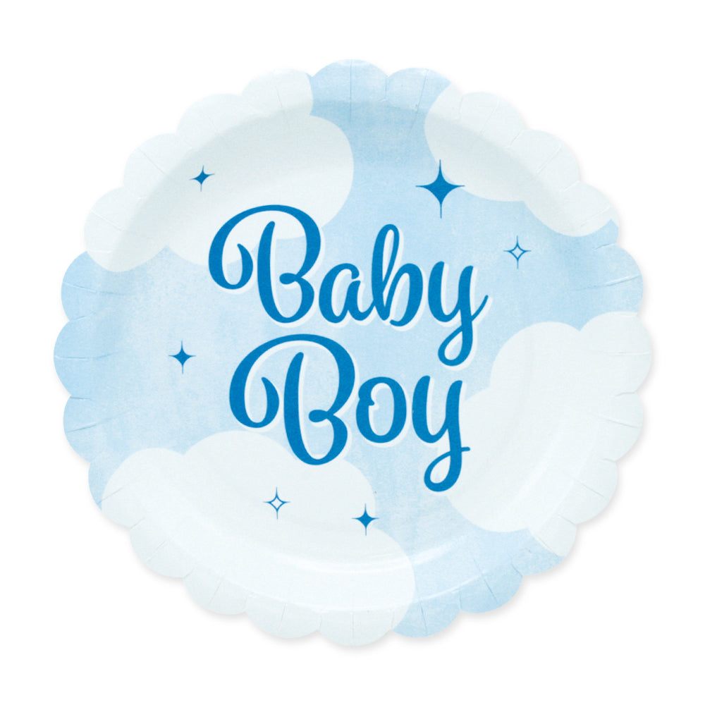 Papieren bordjes met Baby Boy-opdruk, verpakking van 8 stuks