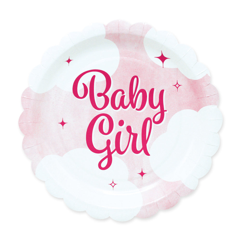 Papieren bordjes met Baby Girl-opdruk, verpakking van 8 stuks