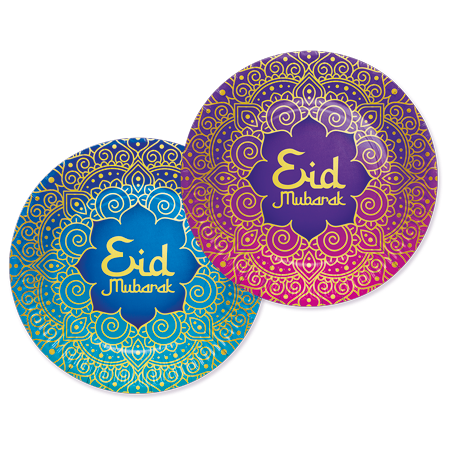 Papieren bordjes met Eid Mubarak-opdruk, verpakking van 8 stuks