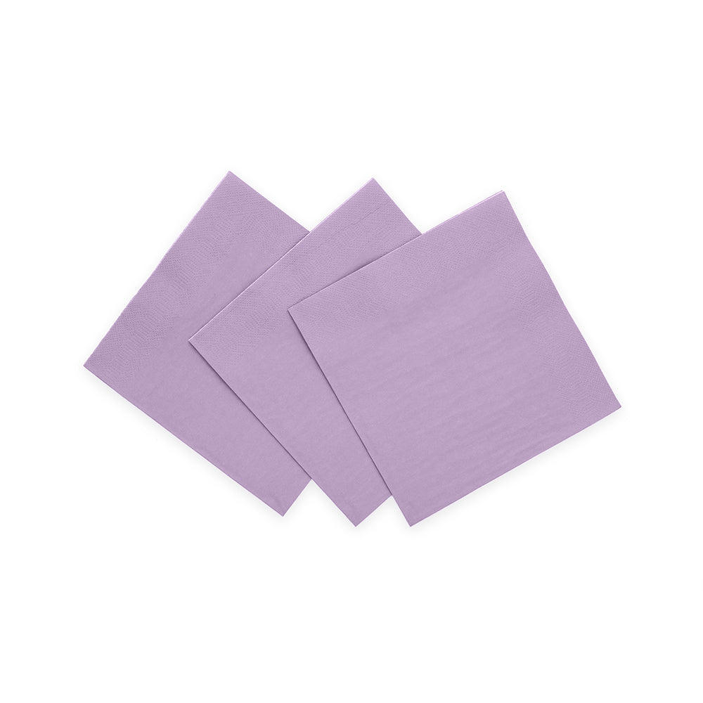 Lavendelkleurige papieren cocktailservetten 24x24 cm, pak van 20 stuks