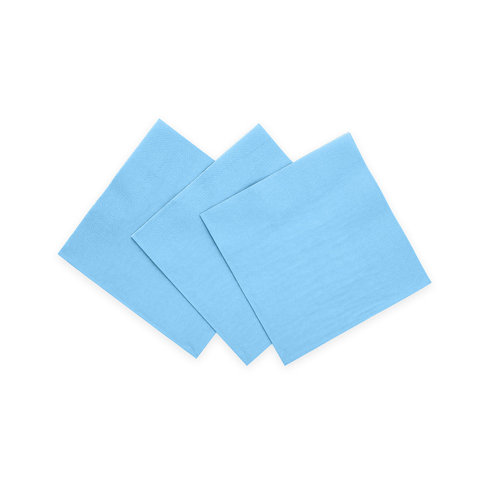 Lichtblauw papieren cocktailservetten 24x24 cm, pak van 20 stuks