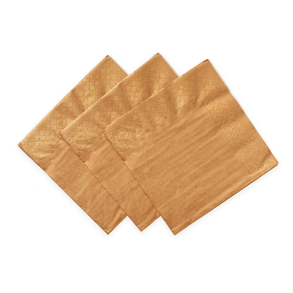 Roségouden papieren servetten 33x33 cm, pak van 20 stuks