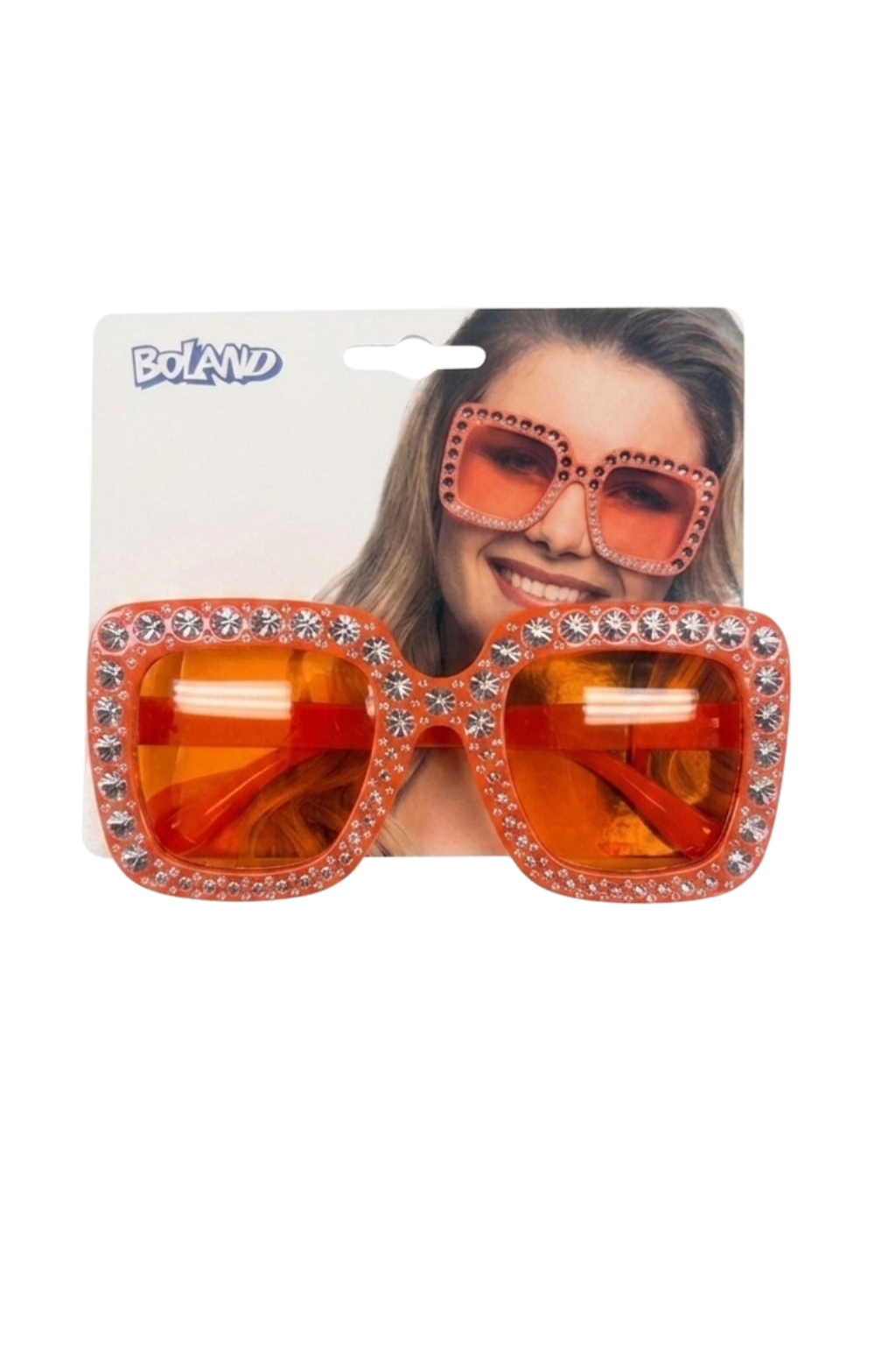 Oranje Party Bril met Strass