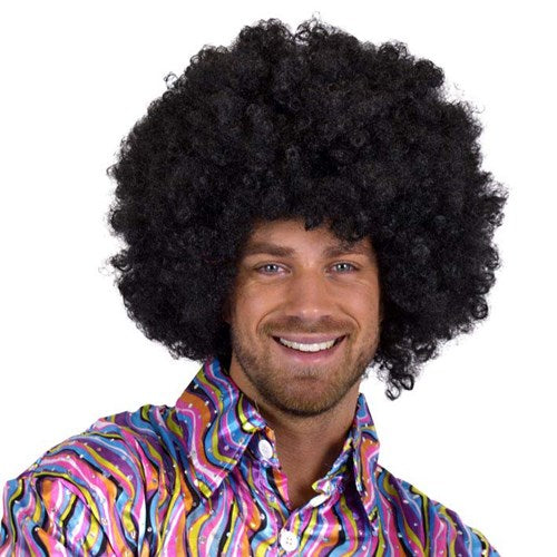 Pruik super afro zwart