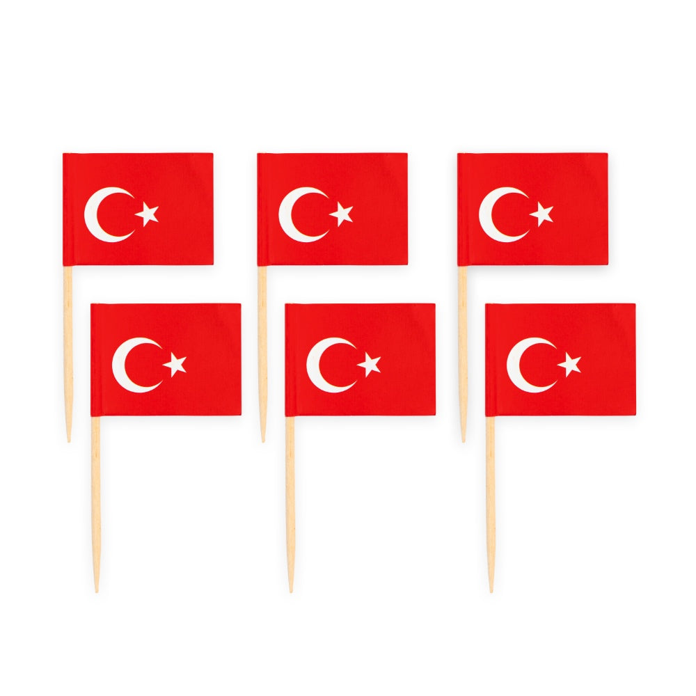 Cocktailprikkers met de vlag van Turkije, 50 stuks — tweede productfoto