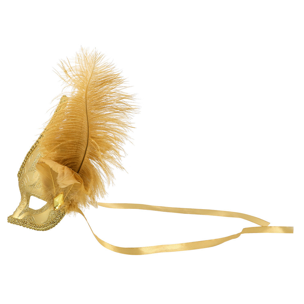Oogmasker Venetiaans goud met veren - foto 4