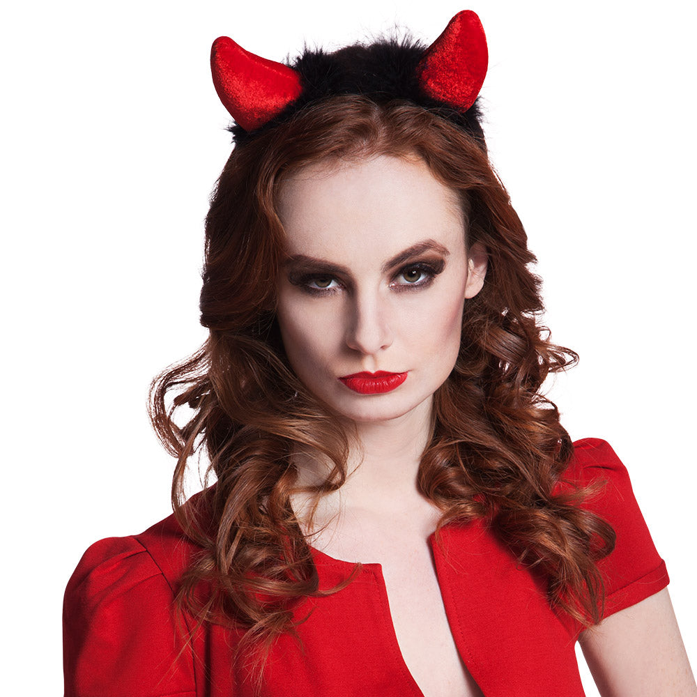 Diadeem duivelshoorntjes Inferna rood - foto 3