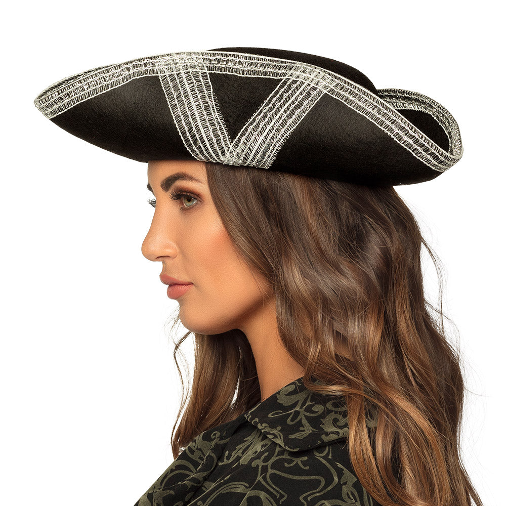 Piratenhoed Royal fortune zwart met zilver - foto 3