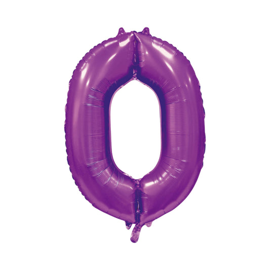 Folie cijferballon satijn paars 86 cm