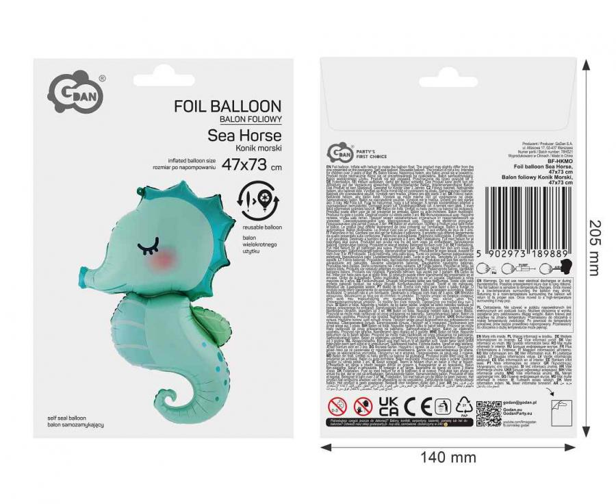 Folieballon Zeepaardje 73 cm