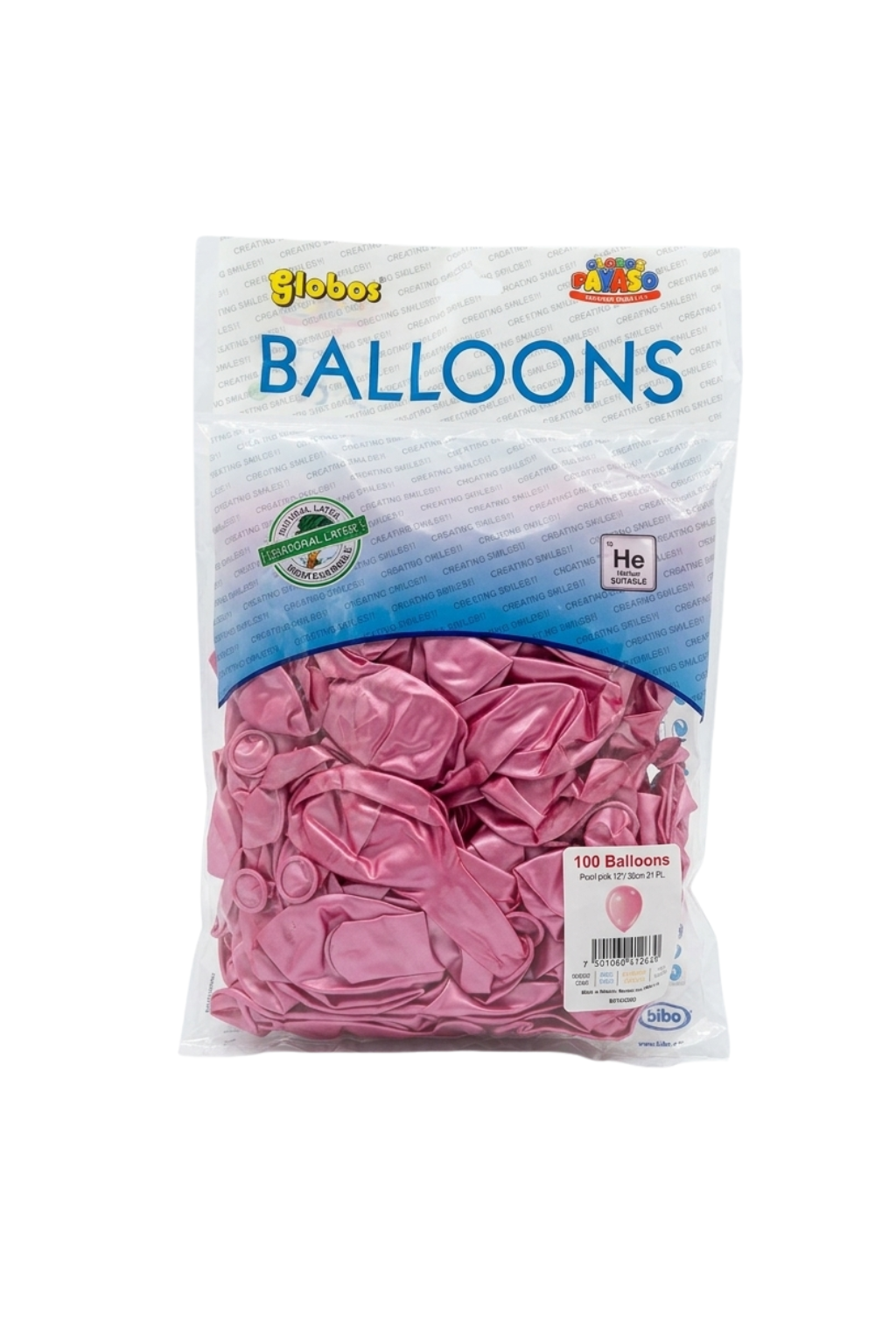 Latex ballonnen metallic lichtroze 30 cm – 100 stuks