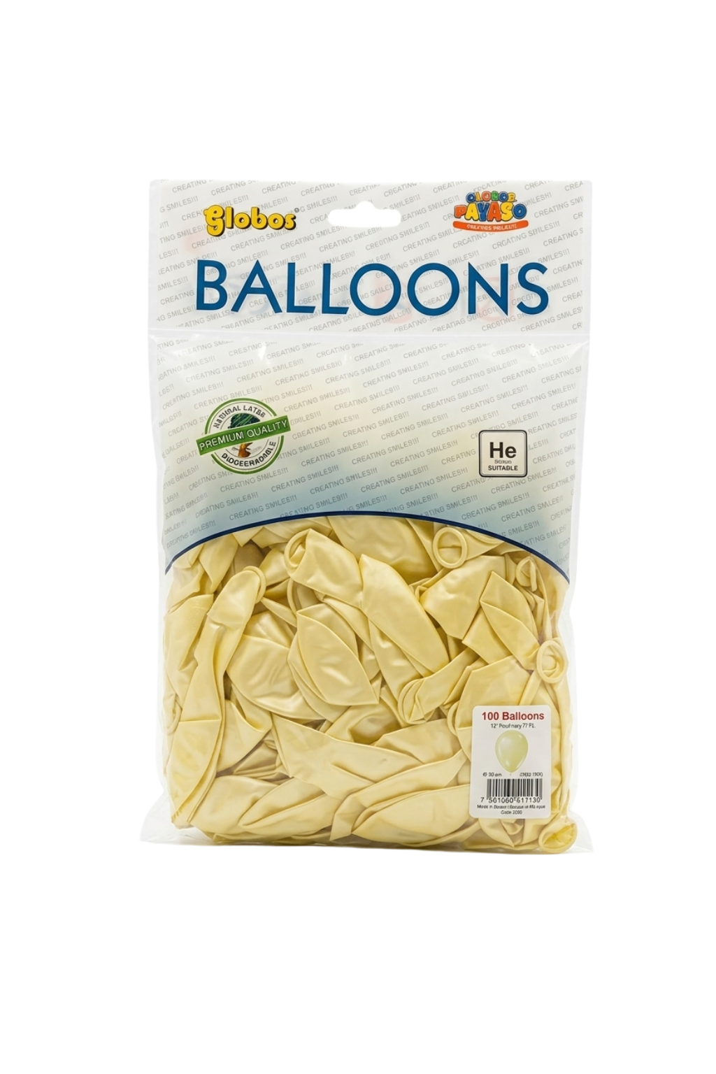 Latex ballonnen metallic ivoor 30 cm – 100 stuks