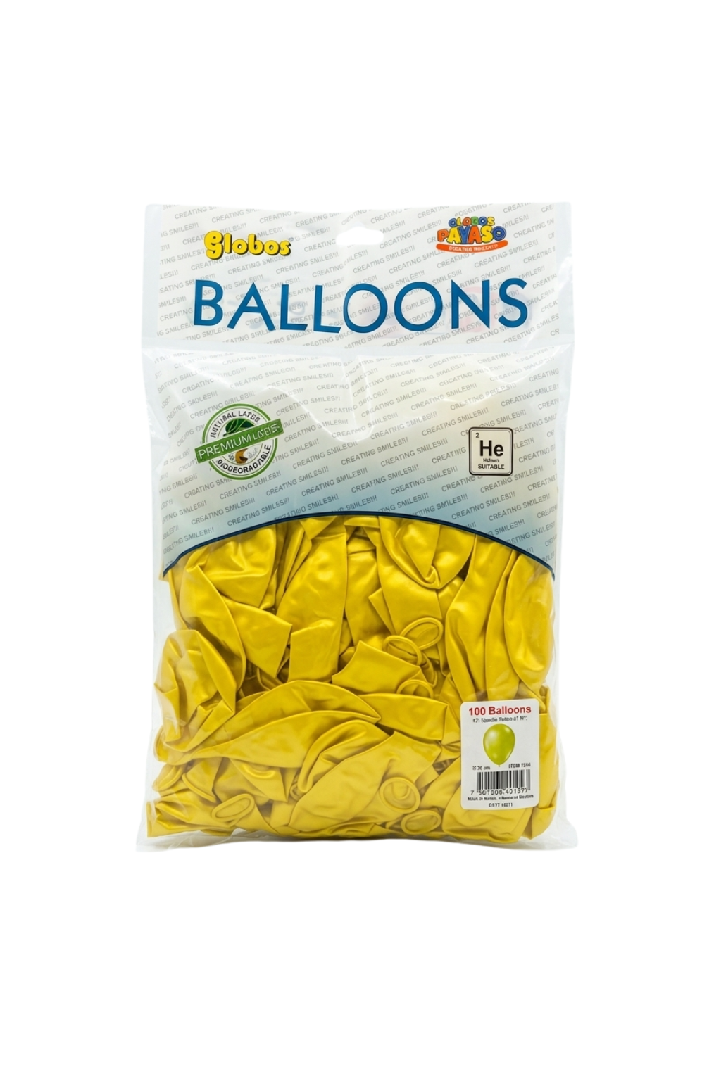 Latex ballonnen metallic geel 30 cm – 100 stuks