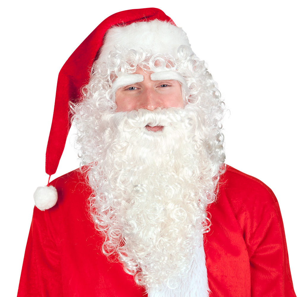 Kerstman set deluxe pruik, wenkbrauwen en baard
