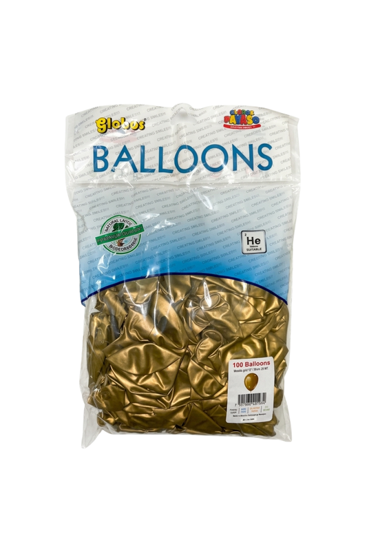 Latex ballonnen metallic goud 30 cm – 100 stuks