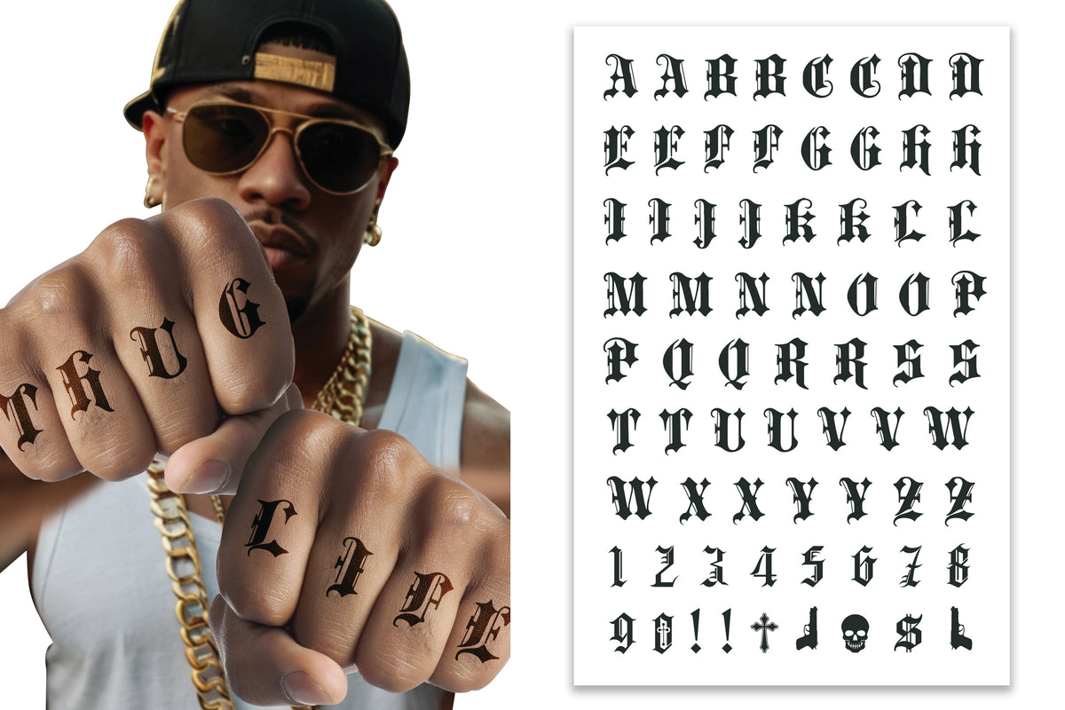 Plaktattoo letters 11,5 x 17 cm