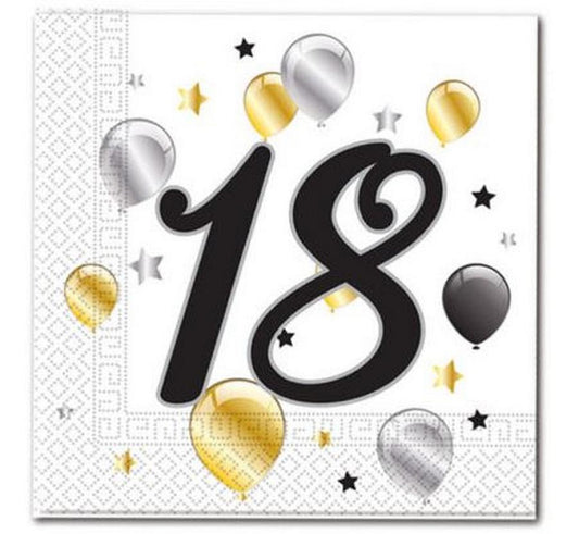 Papieren Servetten 18 Jaar – 33x33 cm (20 stuks)